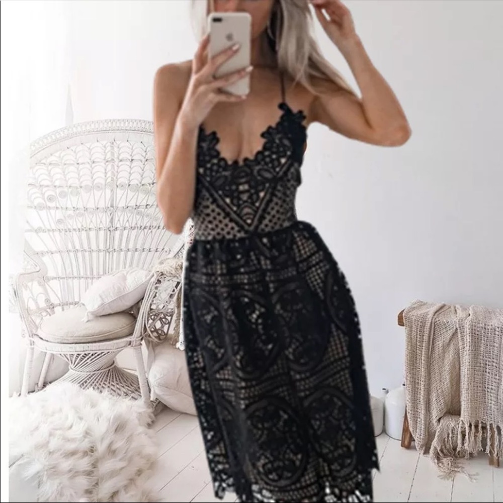 Sexy crochet lace cutout lace up cocktail dress - Picture 1 of 6
